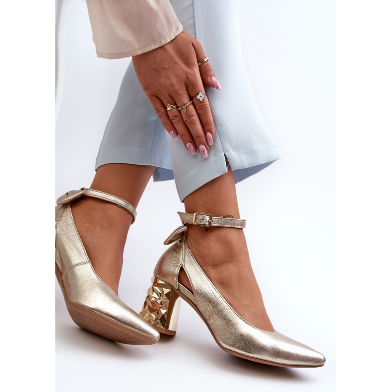 Escarpins en Cuir à Noeud Maciejka 05059-25 Doré 1