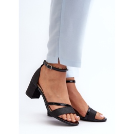 Vinceza Sandales à Talons Bas Femme Paillettes Noir Ploemis 2