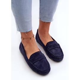 Mocassins en daim écologique pour femmes Big Star NN274931 système de mousse à mémoire de forme bleu marine 5