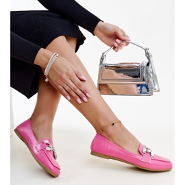 Mocassins rose foncé avec boucle Mali en zirconium 1
