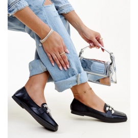 Mocassins noirs avec boucle Mali en zirconium 1