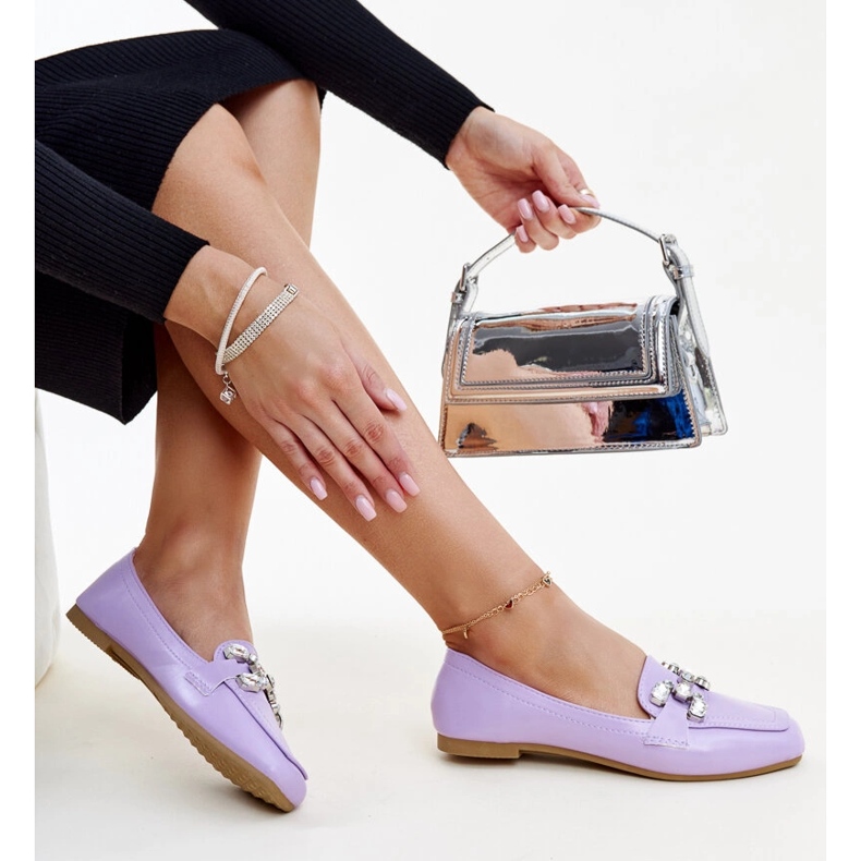 Mocassins violets avec boucle Mali en zirconium 1