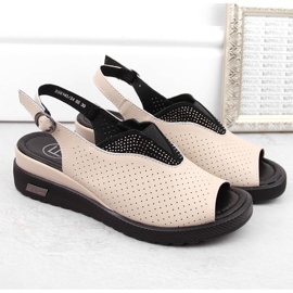 Sandales compensées ajourées en cuir beige Filippo DS6145 4