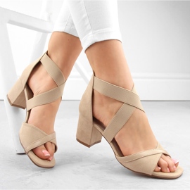 Sandales à talons hauts pour femmes beiges avec bandes élastiques Filippo DS6262 1