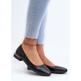 Ballerines pour femmes en cuir écologique à talons bas noir Sergio Leone PB202 le noir 2