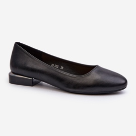 Ballerines pour femmes en cuir écologique à talons bas noir Sergio Leone PB202 le noir 1