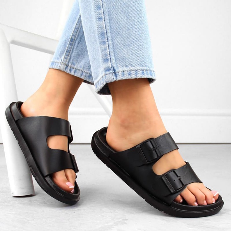 Big Star W INT2004A tongs en mousse avec boucles, noir le noir 2