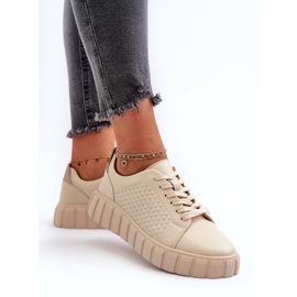 Evento Baskets en cuir pour femmes sur la plateforme Eselmarie beige 4