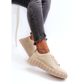 Evento Baskets en cuir pour femmes sur la plateforme Eselmarie beige 6
