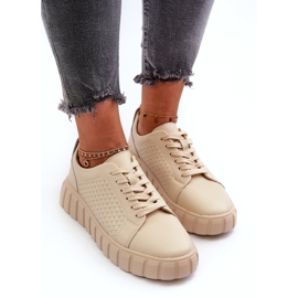 Evento Baskets en cuir pour femmes sur la plateforme Eselmarie beige 3