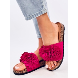 Tongs en liège à fleurs Sebill Fuchsia rose 4