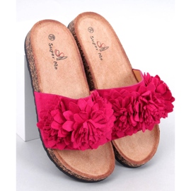 Tongs en liège à fleurs Sebill Fuchsia rose 1