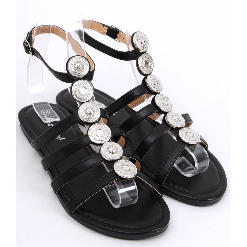 Sandales spartiates femme Logan Noir 1