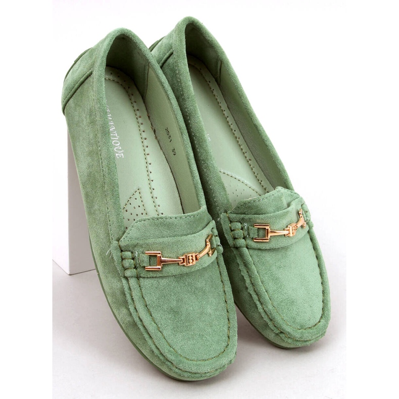 Mocassins femme suède Sourd L.GREEN vert 1
