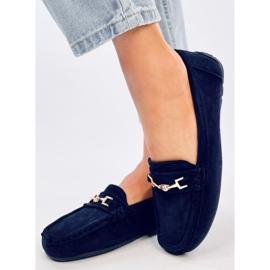 Mocassins femme daim Sourd Navy bleu 2
