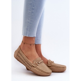 Mocassins Femme Ajourés Avec Décoration Marron Kaydance beige 2