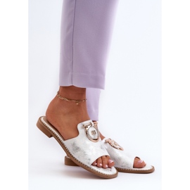 Tongs élégantes et brillantes pour femmes avec décoration S.Barski KV27-032 Argent 2