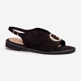 Sandales Femme Élégantes Avec Décoration, Eco Daim S.Barski KV27-058 Noir le noir 1