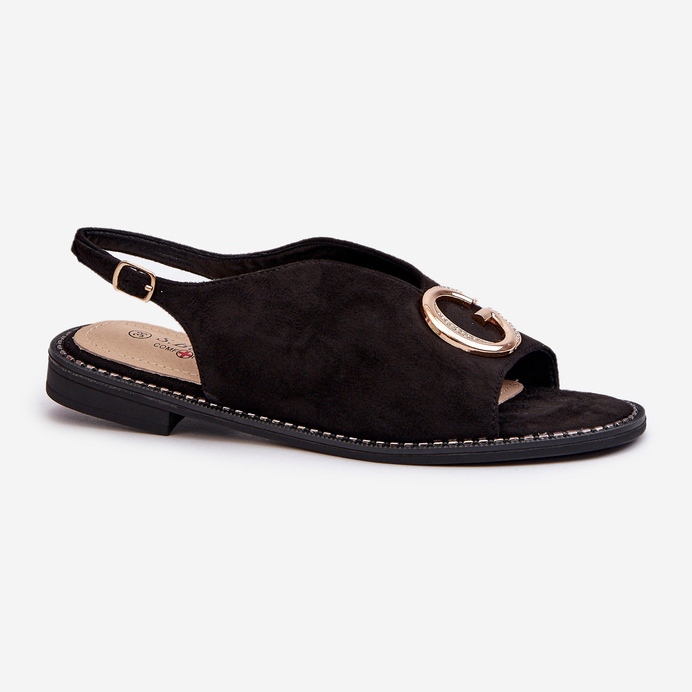 Sandales Femme Élégantes Avec Décoration, Eco Daim S.Barski KV27-058 Noir 1