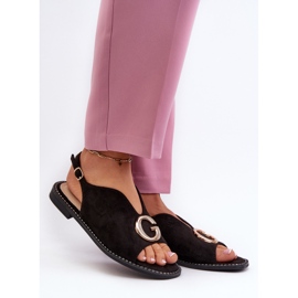 Sandales Femme Élégantes Avec Décoration, Eco Daim S.Barski KV27-058 Noir 2