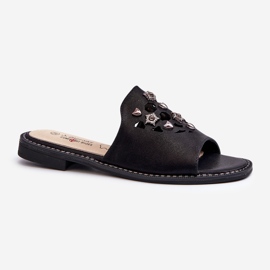 Tongs brillantes pour femmes avec décorations S.Barski KV27-063 Noir 1