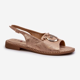 Sandales Femme Élégantes Avec Décoration Dorée Sur Talons Plats, Or Rose S.Barski KV27-053 d'or 1 Sandales Femme Élégantes Avec Décoration Dorée Sur Talons Plats, Or Rose S.Barski KV27-053 d'or 1