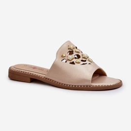 Tongs brillantes pour femmes avec décorations S.Barski KV27-063 Or d'or 1