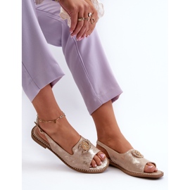 Sandales pour femmes avec décoration S.Barski KV27-049 Or doré 1