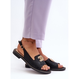 Sandales Pour Femmes Avec Décoration S.Barski KV27-049 Noir 2