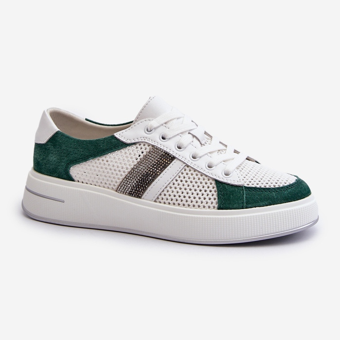 S.Barski D&amp;A Baskets en Cuir Femme LR110 Vert-Blanc 1