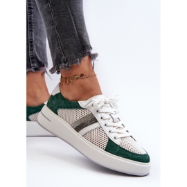 S.Barski D&amp;A Baskets en Cuir Femme LR110 Vert-Blanc 5