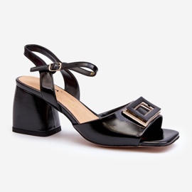 S.Barski Sandales élégantes en cuir verni avec décoration Noir D&amp;A MR38-202 2