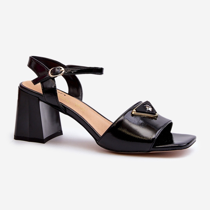 S.Barski Sandales élégantes en cuir verni sur talon haut Noir D&amp;A MR38-660 1