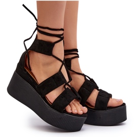 Seastar Sandales À Lacets Femme Noir Helavi 4