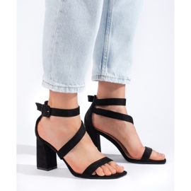 Sandales à talons hauts femme en daim noir le noir 3