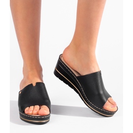 Sandales compensées confortables noires pour femmes le noir 2
