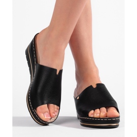 Sandales compensées confortables noires pour femmes le noir 3