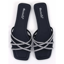 Claquettes noires à strass Rexha 1