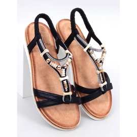 Montier Sandales à perles noires 1