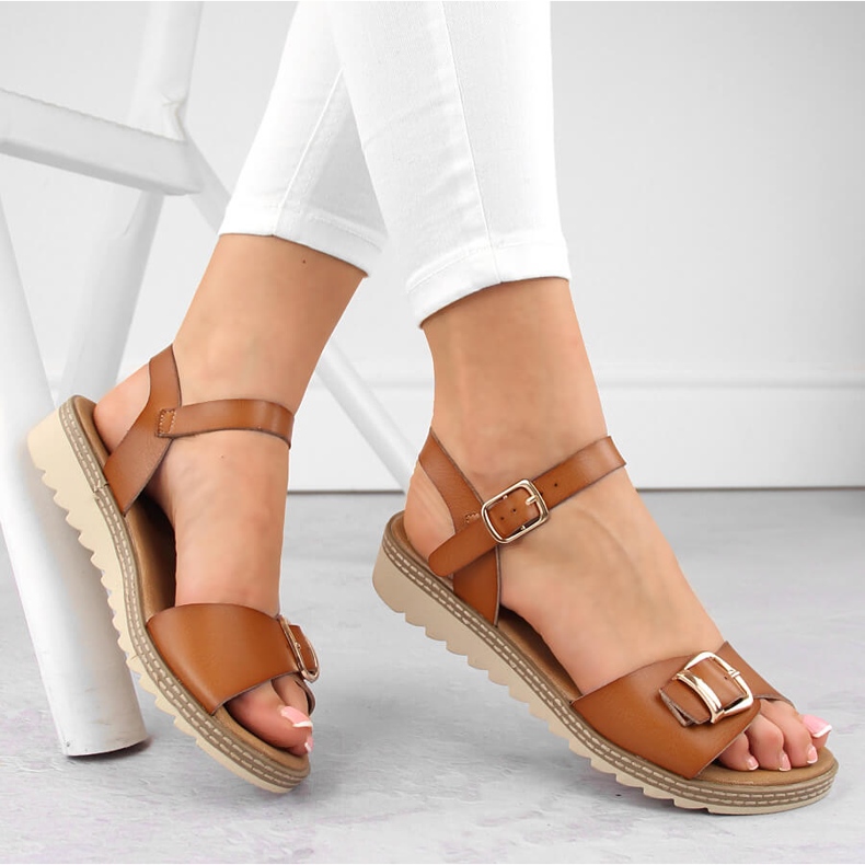 Sandales compensées pour femmes avec boucle, marron, Sergio Leone SK078H brun 1