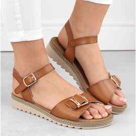 Sandales compensées pour femmes avec boucle, marron, Sergio Leone SK078H brun 3
