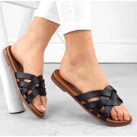 Tongs romaines noires pour femmes de Sergio Leone SK076H 1