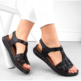 Sandales en cuir pour femmes avec velcro, noir Artiker 54C0812 le noir 1 Sandales en cuir pour femmes avec velcro, noir Artiker 54C0812 le noir 1