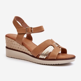 Sandales compensées pour femmes avec Starlenna marron tressé brun 1