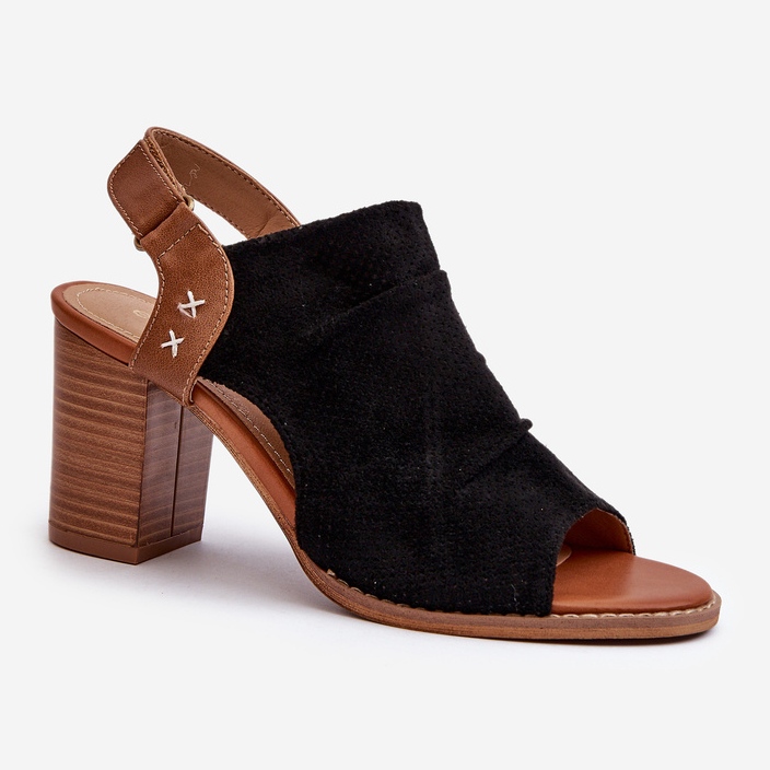 Sandales Ajourées Femme à Talon Haut Noir Rosca 1