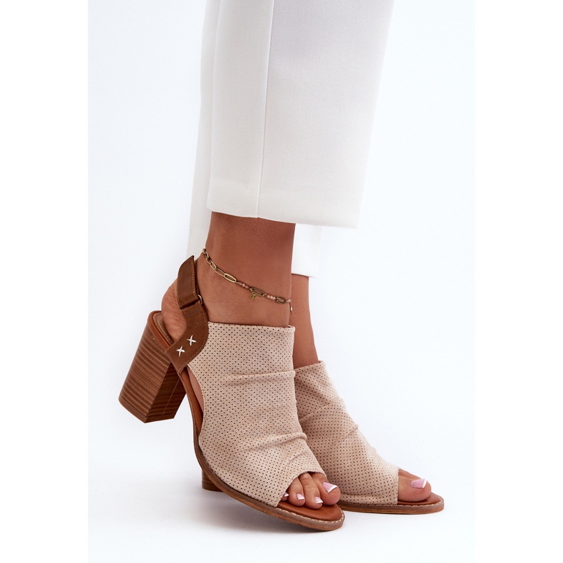 Sandales ajourées pour femmes à talon haut Beige Rosca 2