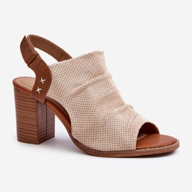 Sandales ajourées pour femmes à talon haut Beige Rosca 1