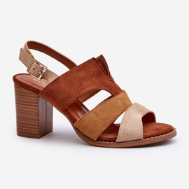 Sandales pour femmes en suède écologique à talons hauts, marron Qutima brun 1