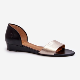 Sandales en Cuir Maciejka 1971-67 Noir et Doré d'or 1