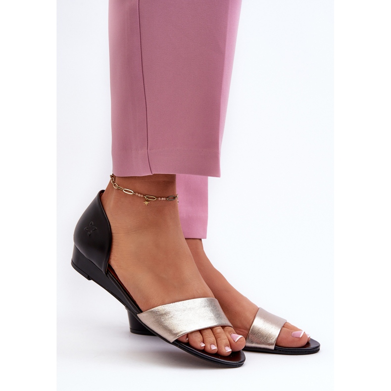 Sandales en Cuir Maciejka 1971-67 Noir et Doré d'or 2